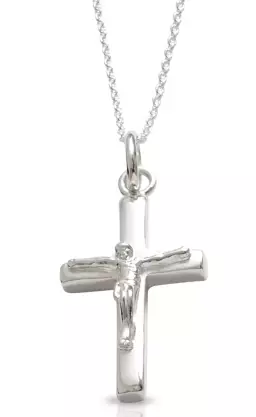 Small Heavy Silver Polished Crucifix Pendant