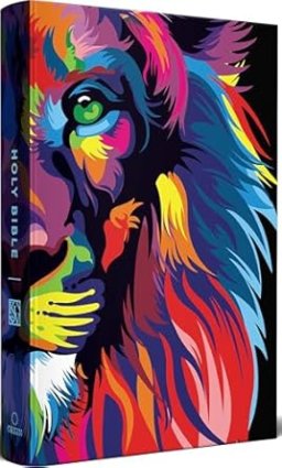 KJV Holy Bible, Multi Color Lion of Judah, Large Print