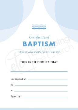 ETC Baptism Certificate A4 Portrait (pack of 10)