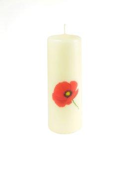 Exclusive Km Candle With Poppy Design (New) 8" X2 6/8" (2907)