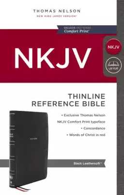 NKJV, Thinline Reference Bible, Leathersoft, Black, Red Letter, Comfort Print