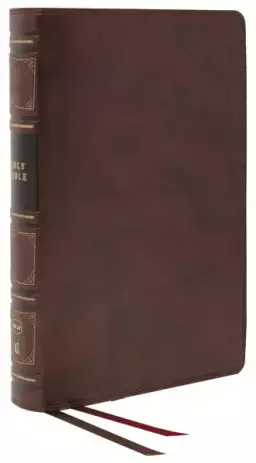 NKJV, Deluxe Thinline Reference Bible, Genuine Leather, Brown, Red Letter, Comfort Print