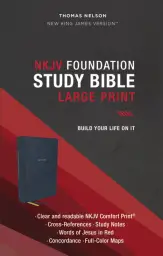 NKJV, Foundation Study Bible, Large Print, Leathersoft, Blue, Red Letter, Thumb Indexed, Comfort Print