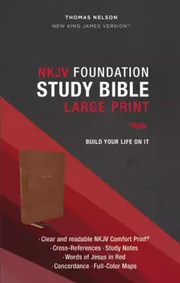 NKJV, Foundation Study Bible, Large Print, Leathersoft, Brown, Red Letter, Comfort Print