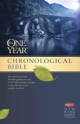 NKJV One Year Chronological Bible, Blue, Paperback, Reading Plan, Scripture Index, Bible Timeline, Historical Dates, Presentation Page