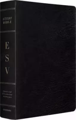ESV Study Bible, Large Print, Genuine Leather, Black, Concordance, 20,000+ Study Notes, Maps
