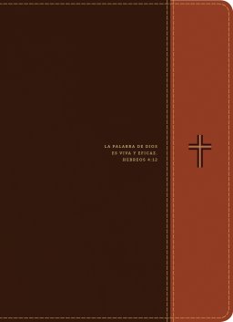 Biblia de estudio del diario vivir RVR60, letra grande (SentiPiel, Café/Café claro, Letra Roja)