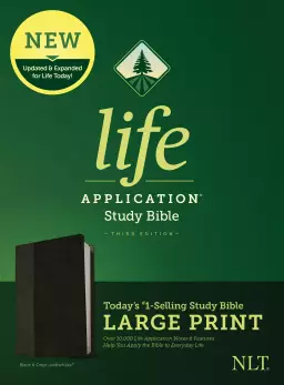 NLT Life Application Study Bible, Black, Imitation Leather, Third Edition, Red Letter, Large Print, Maps, Single Column, Book Introductions, Life Application Notes
