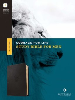 NLT Courage For Life Study Bible for Men (LeatherLike, Onyx Lion, Filament Enabled)