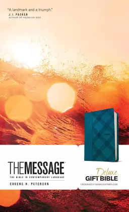 The Message Bible Deluxe Gift Bible, Blue, Imitation Leather, Paraphrase, Maps, Charts, Timelines, Presentation Page, Ribbon Marker