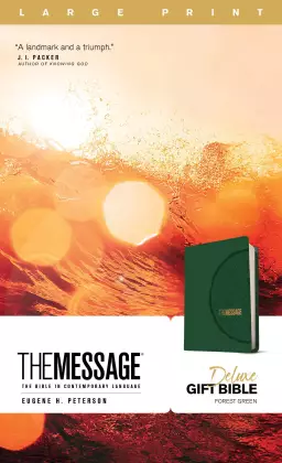 The Message Bible Large Print, Bible, Green, Imitation Leather, Gift Edition, Presentation Page, Maps, Ribbon Marker