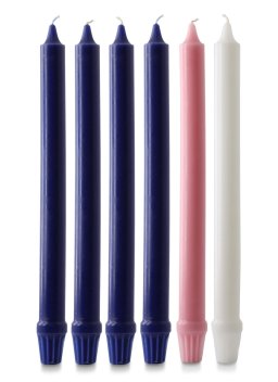 12" x 1" Fluted Advent Candle Set - Purple, Pink & White