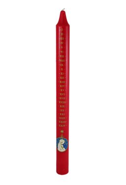 38cm Large Red & Gold Advent Candle with Mother & Child - Single