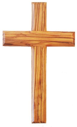 "Hand Carved Olive Wood hanging Cross, plain. 6in tall."