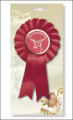 Confirmation Rosette with Dove Outline