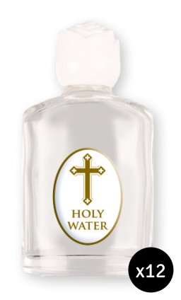 12 x Glass Holy Water Bottle with Cross (20ml)