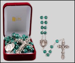 Two Toned Green Glass Rosary