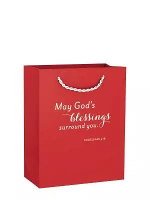 Gift Bag-Value-May God's Blessings... Colossians 4:18-Red-Small