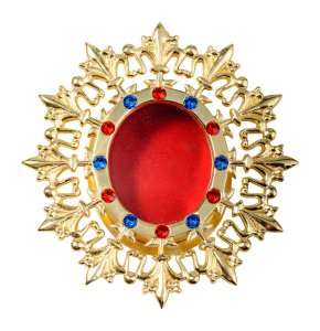 Gold Plated Wall Reliquary with Stones 11x10.5 cm