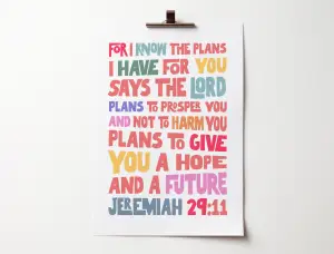 Jeremiah 29 For I Know the Plans I Have for You A4 Poster