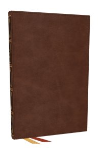 NKJV, Thinline Bible, Large Print, Brown Leathersoft, Red Letter, Comfort Print