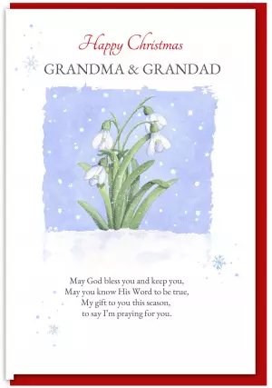 Grandma & Grandad Snowdrops Christian Christmas Card