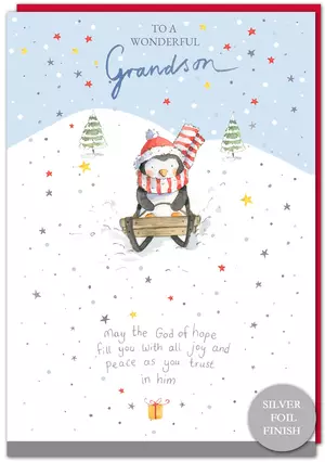 Grandson Penguin Christmas Card