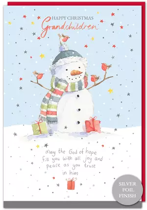 Grandchildren Snowman Christmas Card