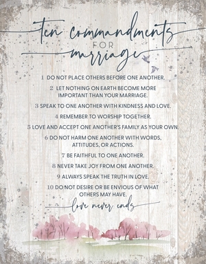 Wall Plaque-Timberland Art 11.75X15-Ten Commandments For Marriage