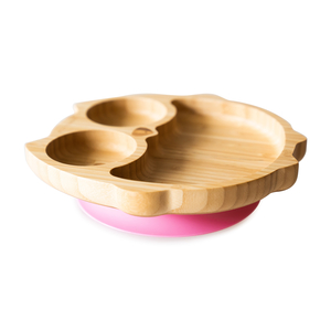 Bamboo Owl Suction Plate - Pink