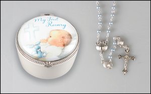Baby Boy's My First Rosary with Porcelain Box