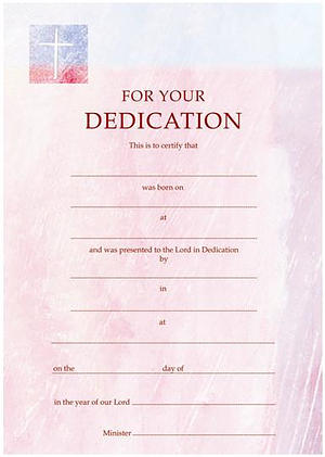 dedication certificate pink pack of 10 free delivery delivery order template