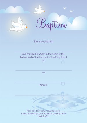 Baptism Certificate: Blue, Pack of 10