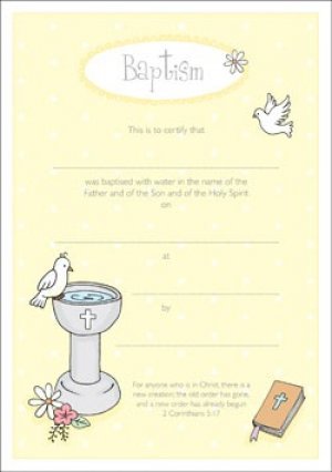 Certificate of Baptism Pack of 10