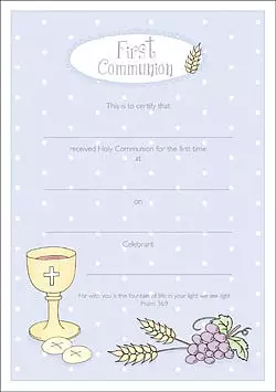 Certificate First Communion Pack of 10