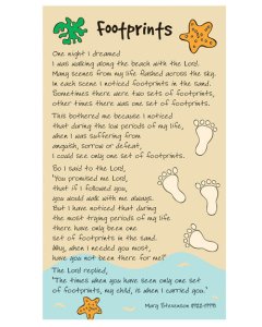 Prayer Card - Footprints - One Night I Dreamed...
