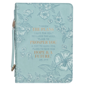 Medium I Know The Plans I Have for You Teal Floral Faux Leather Fashion Bible Cover -  Jeremiah 29:11