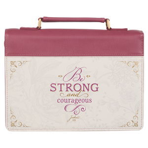 Large Be Strong & Courageous Plum Pink Vegan Leather Fashion Bible Cover   - Joshua 1:9