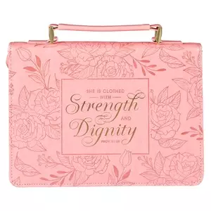 Large Strength & Dignity  Pink Floral Fashion Bible Cover -Prov. 31:25