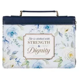 Bible Cover Fashion Navy Strength & Dignity Prov. 31:25