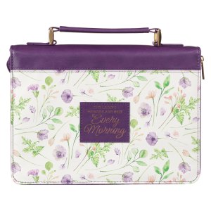 Extra Large Lord's Mercies Are New Purple Fashion Bible Cover - Lam. 3:22-23, XL