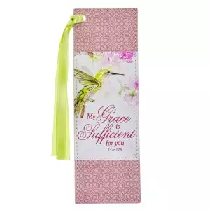 Bookmark Faux Leather Pink Grace 2 Cor. 12:9