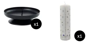 20cm Snowmen Pillar Advent Candle & Pillar Candle Holder