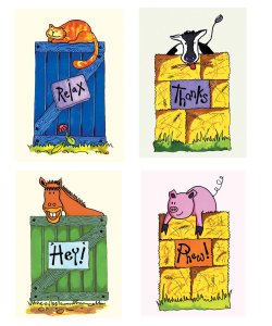 TLC Notelets - Pack D: Cat, Cow, Horse & Pig - 8pk