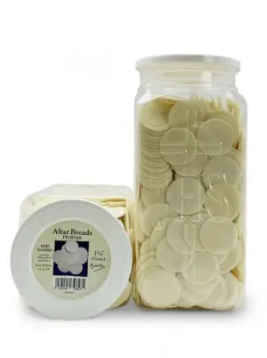 Pack of 1000 Peoples Communion Wafers 1 3/8" White Rounded Edge - Single Cross
