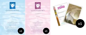 20 x Holy Baptism Certificate & 20 x Blue /20 x  Pink Godparent Certificates
