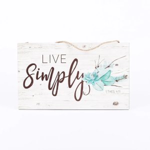 Live Simply Wood Wall Decor with Rope