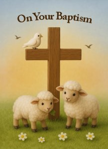 On Your Baptism Lambs with Cross Card (pack of 6)