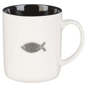 Mug White/Black Jesus Badge Matt. 28:19