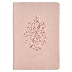 Pink Floral Faux Leather Large Print Thinline King James Version Bible with Thumb Index
